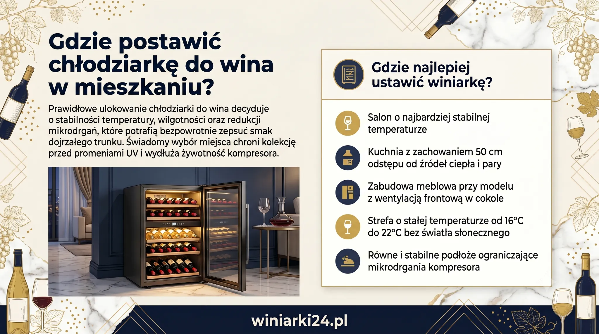 Gdzie postawić chłodziarkę do wina w mieszkaniu?