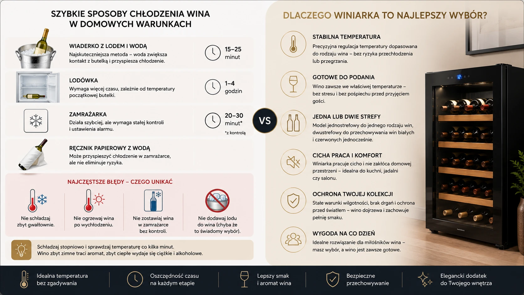 Szybkie sposoby chłodzenia wina w domowych warunkach - dlaczego winiarka to najlepszy wybór?